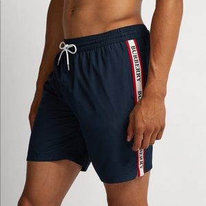 NEW Burberry Men’s Swim Shorts Navy Logo Stripe